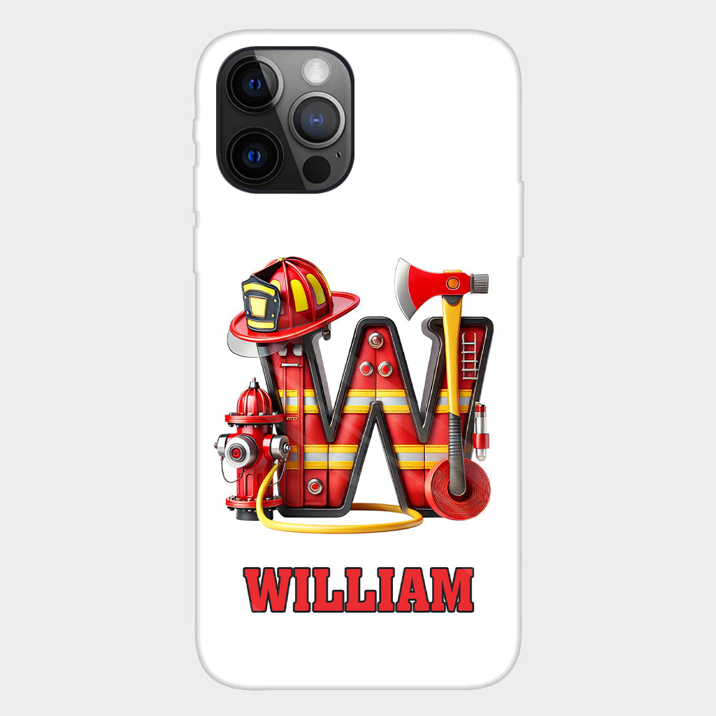 Étui de téléphone personnalisé avec motif pompier Alphabet - Coque de téléphone imprimée intégrale