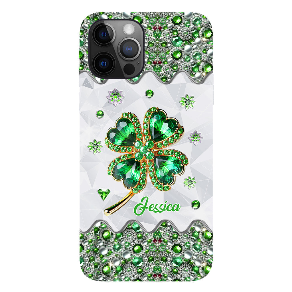 Coque de téléphone personnalisée avec trèfle à quatre feuilles porte-bonheur pour la Saint-Patrick - Impression intégrale