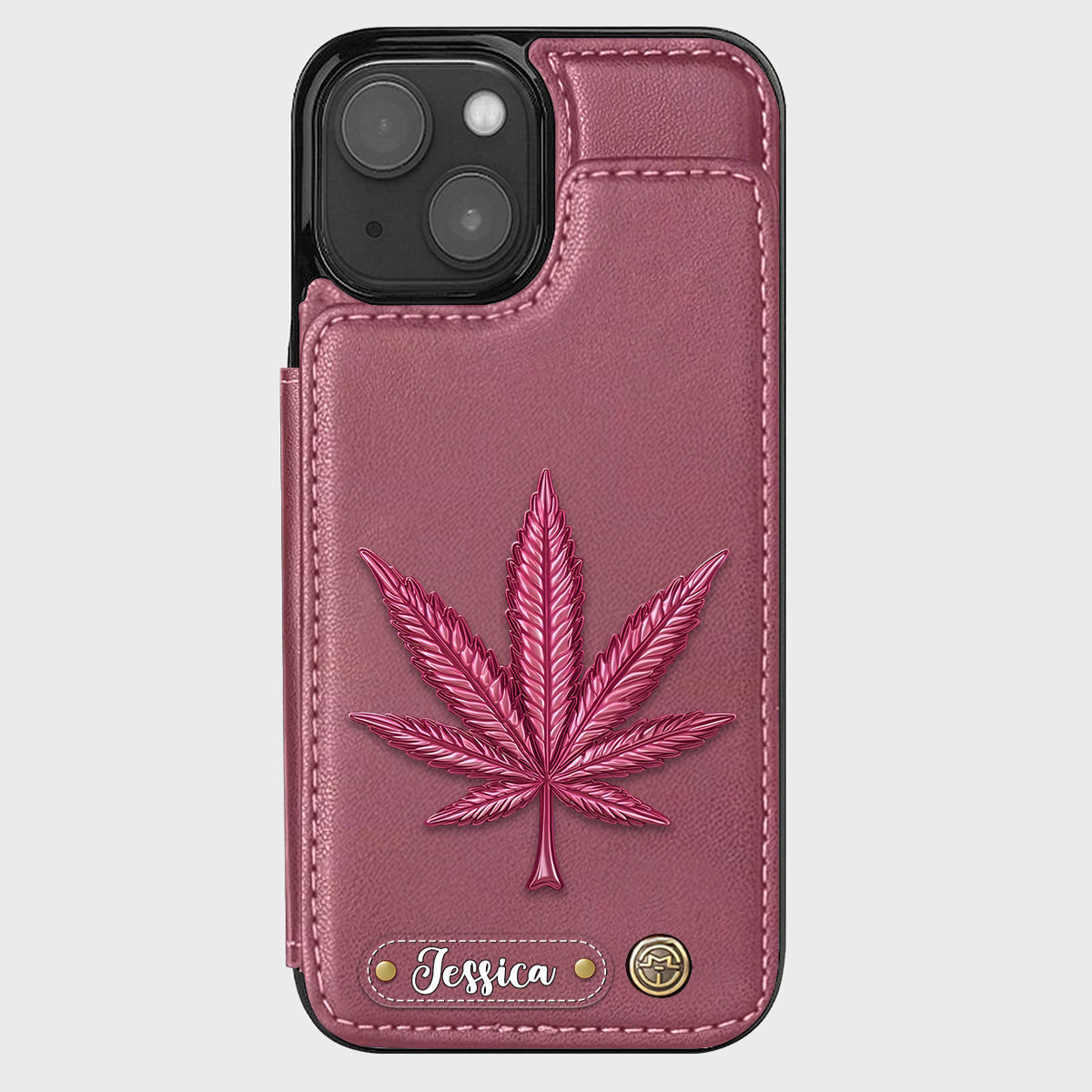 Bonne humeur - Étui portefeuille personnalisé pour téléphone avec motif cannabis