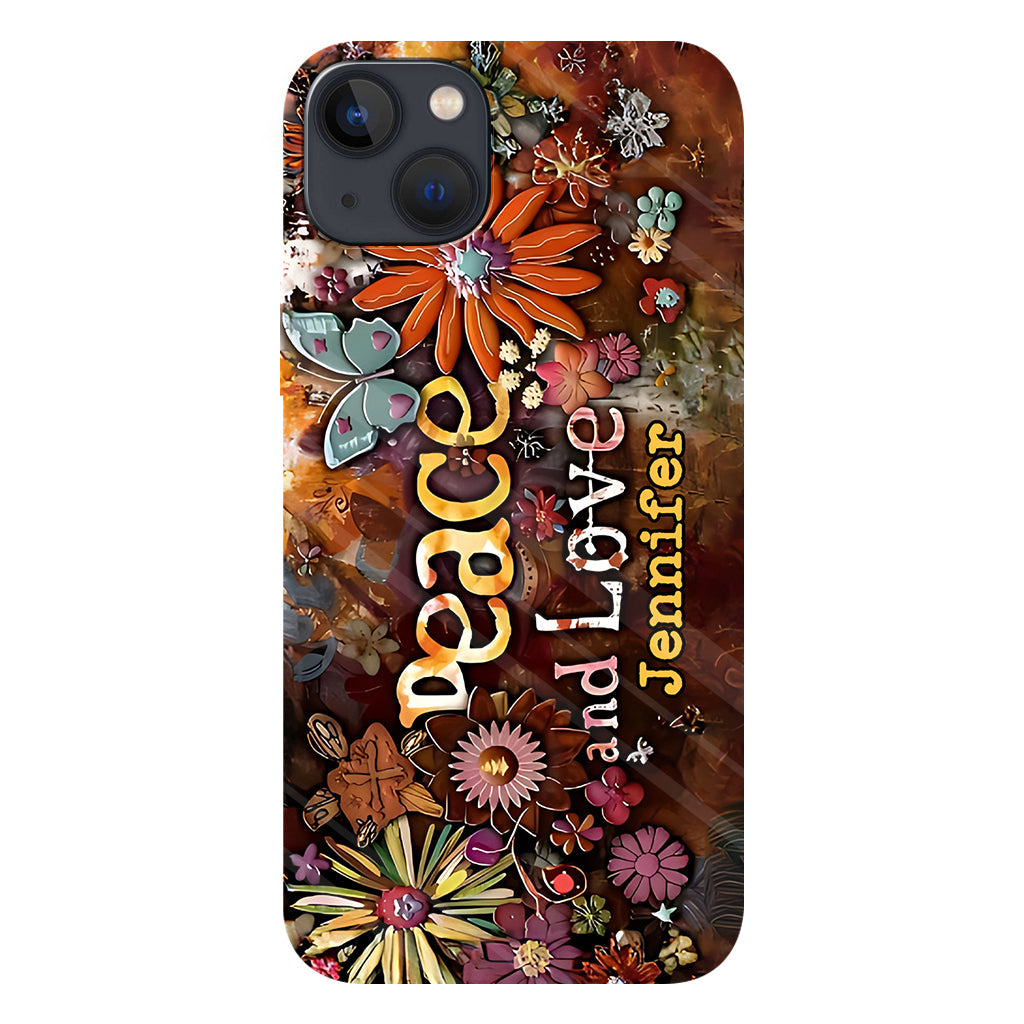 Frieden und Liebe – Personalisierte Handyhülle im Hippie-Stil mit Vollprint