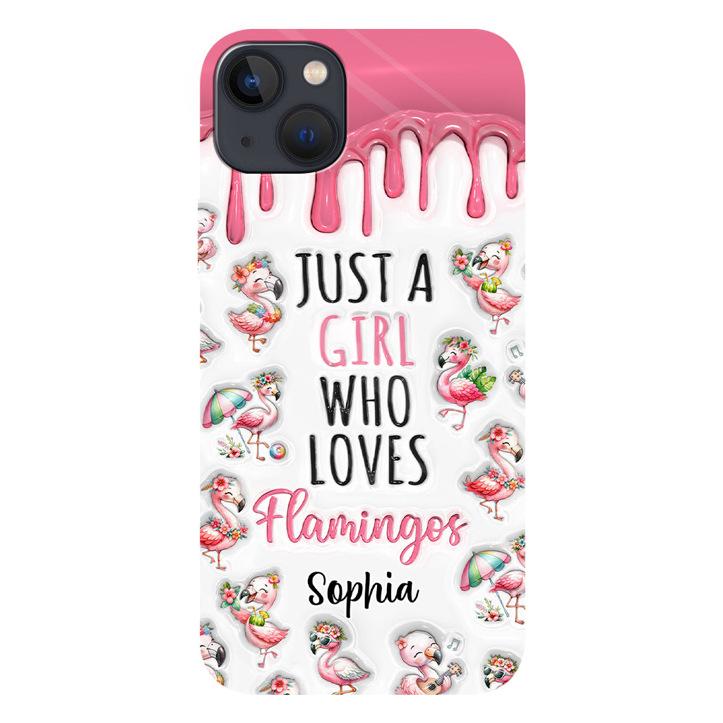Juste une fille qui aime les flamants roses - Coque de téléphone personnalisée avec imprimé flamant rose