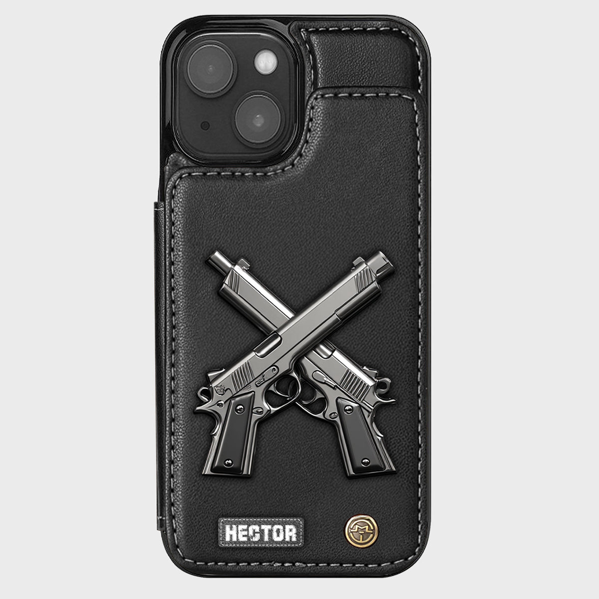 Étui portefeuille pour téléphone avec pistolets croisés - Équipement tactique personnalisé