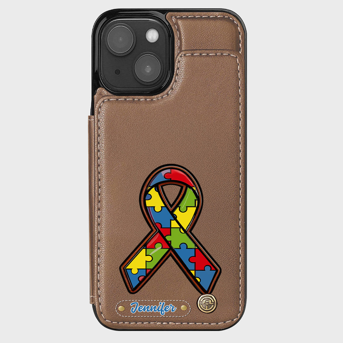 Autismus-Bewusstsein – Personalisierte Handyhülle mit Brieftaschenmotiv zum Thema Autismus