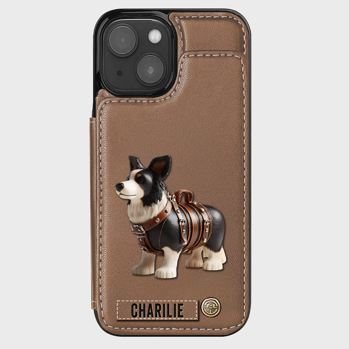 Étui portefeuille personnalisé pour téléphone avec un adorable Border Collie - Étui pour téléphone/portefeuille pour chien