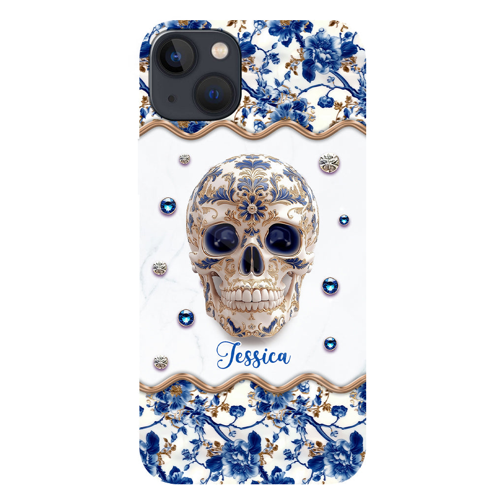 Totenkopf-Toile-de-Jouy – Personalisierte Handyhülle mit Totenkopf-Vollbilddruck