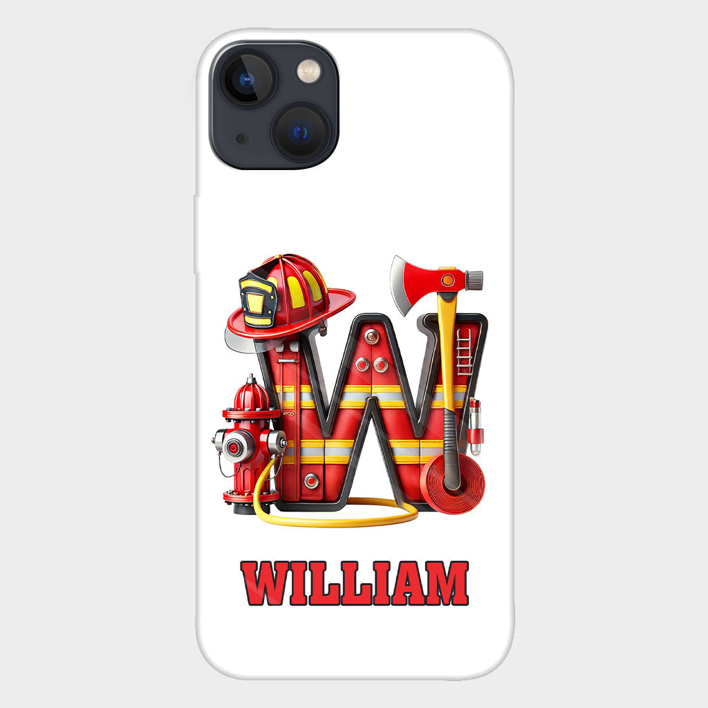 Étui de téléphone personnalisé avec motif pompier Alphabet - Coque de téléphone imprimée intégrale