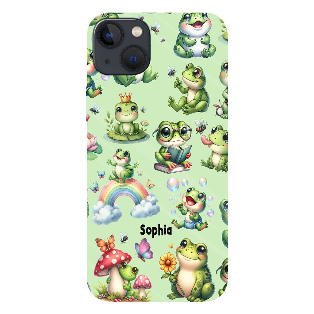 Einfach ein Mädchen, das Frösche liebt – Personalisierte Handyhülle mit Frosch-Vollbilddruck