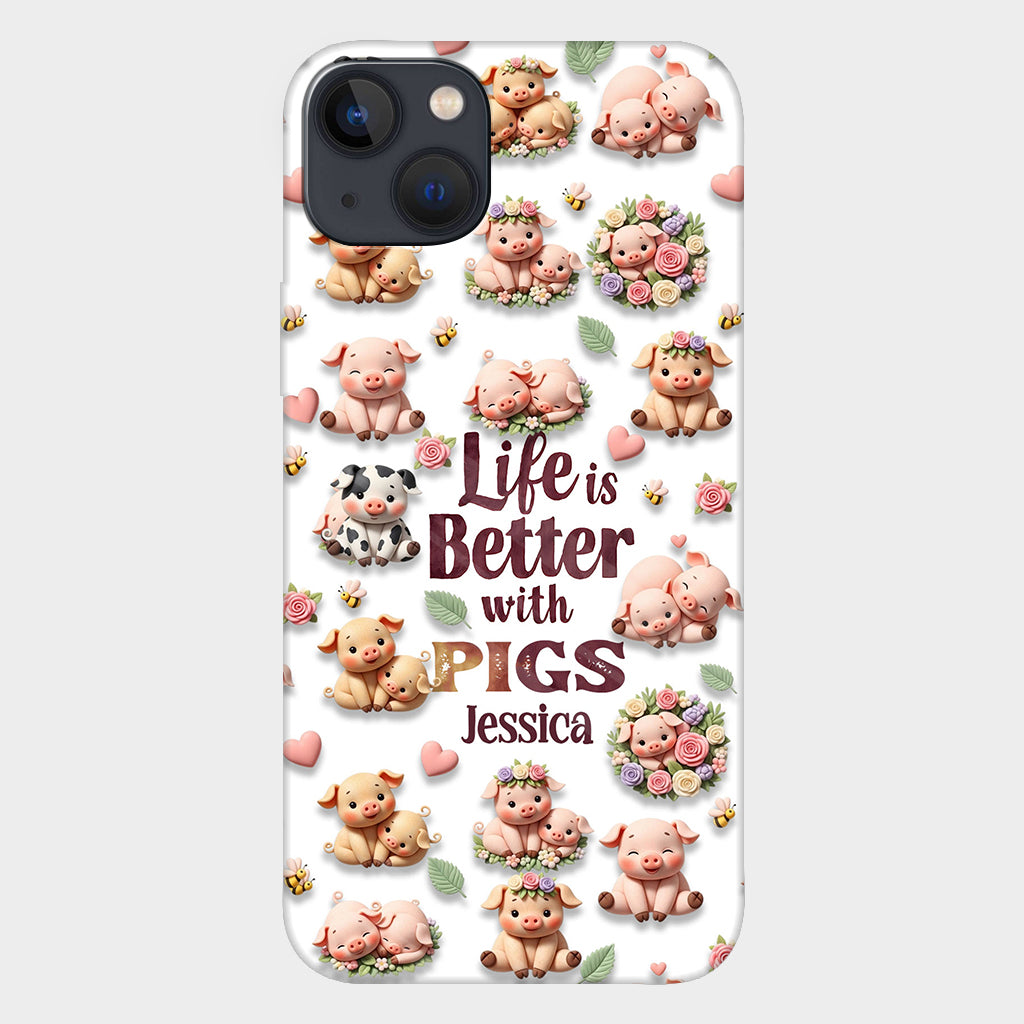Einfach ein Mädchen, das Schweine liebt – Personalisierte Handyhülle mit Schweinemotiv