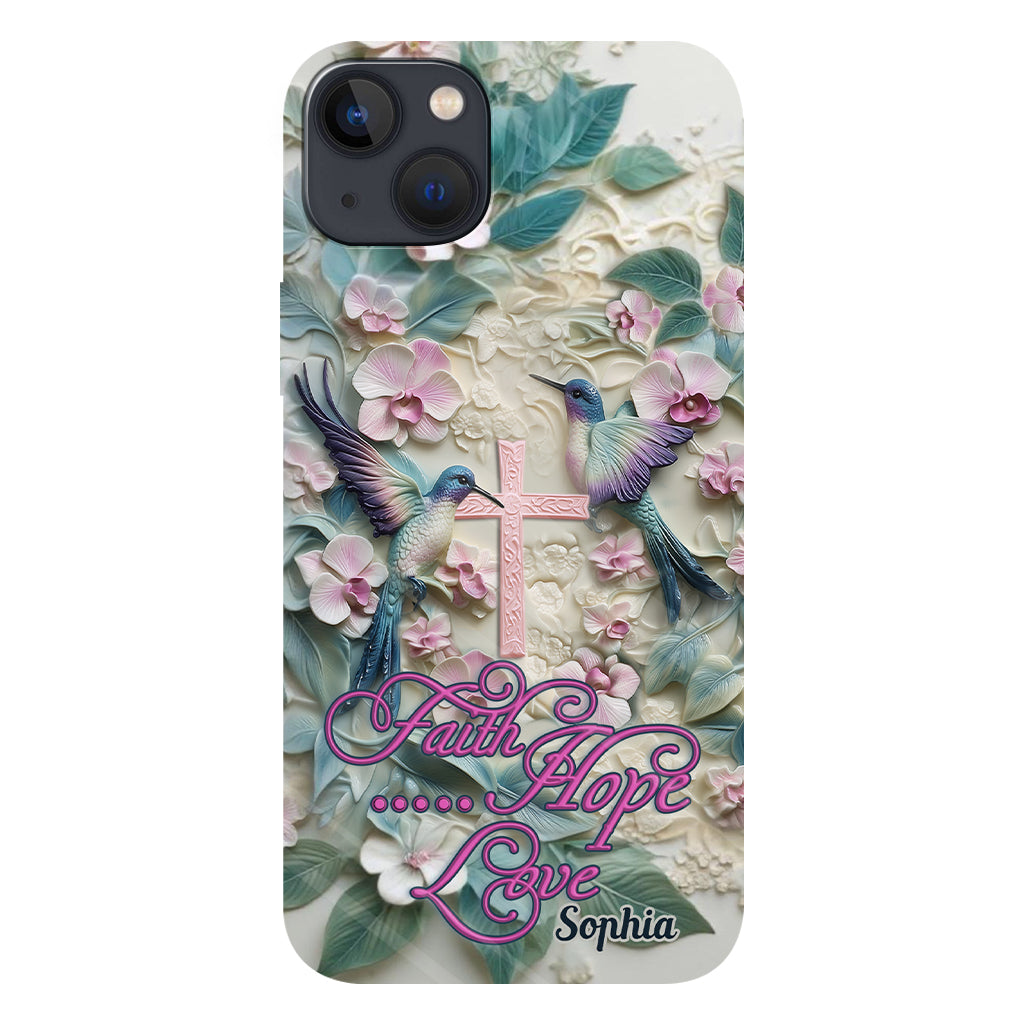 Foi, Espérance, Amour - Coque de téléphone personnalisée avec colibri - Impression intégrale