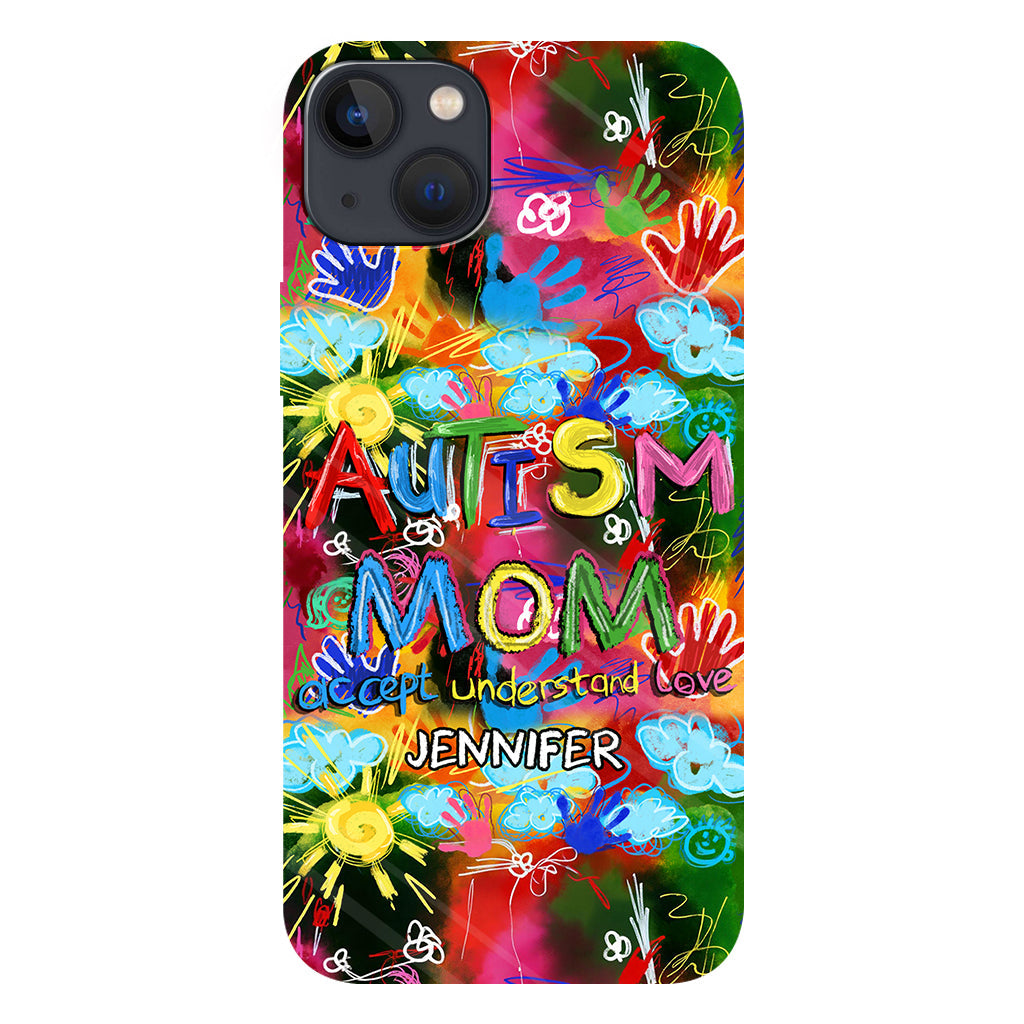 Maman d'un enfant autiste - Coque de téléphone personnalisée avec impression intégrale pour la sensibilisation à l'autisme