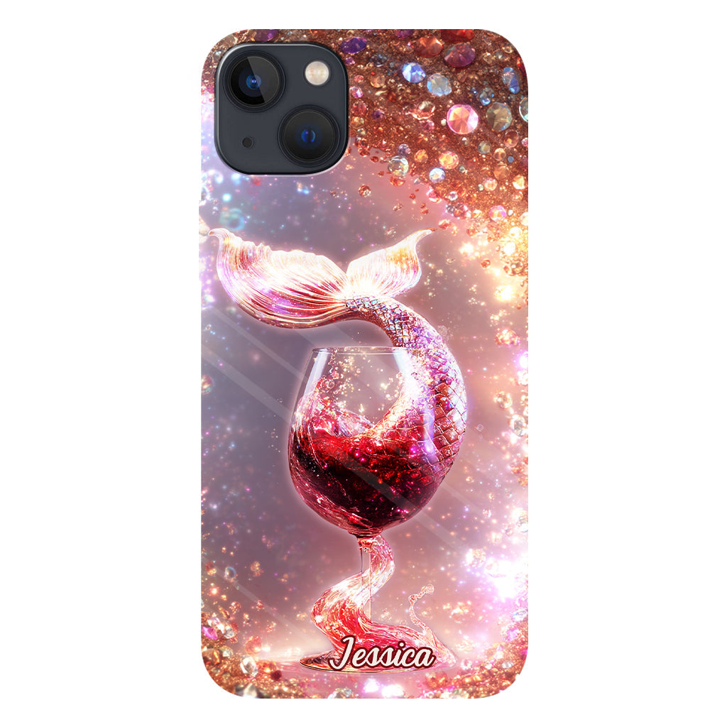 Je bois comme un poisson, je suis une sirène - Coque de téléphone personnalisée avec impression intégrale sur le thème du vin