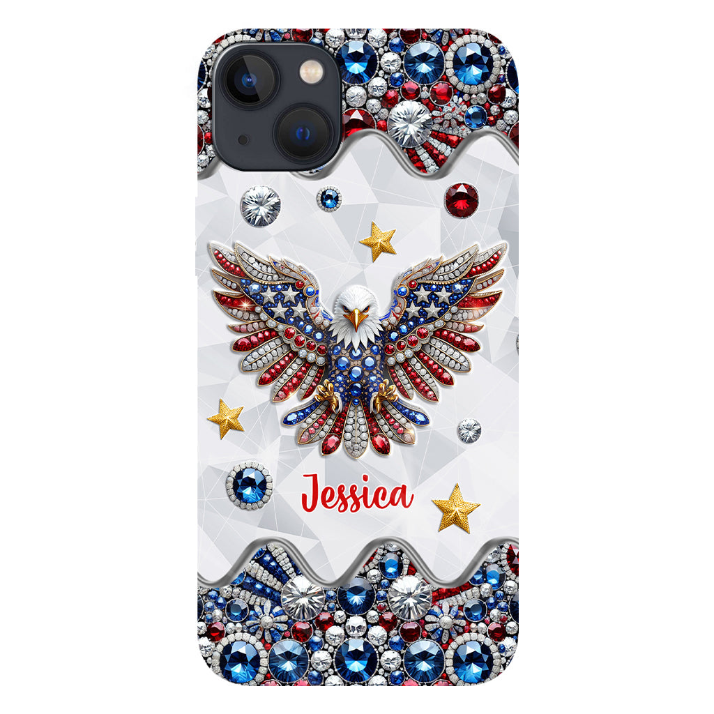 Patriotischer Adler – Personalisierte Handyhülle mit Weißkopfseeadler-Vollbild