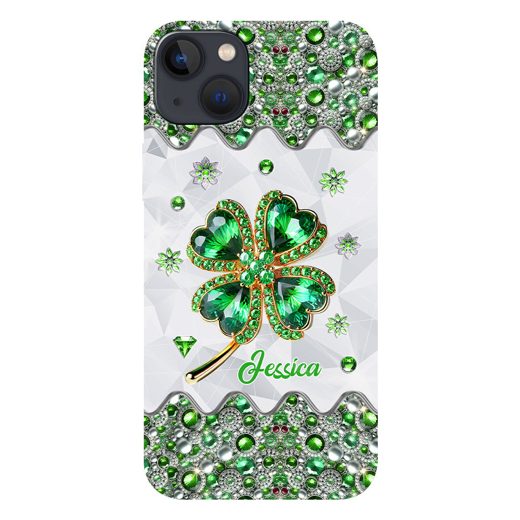 Coque de téléphone personnalisée avec trèfle à quatre feuilles porte-bonheur pour la Saint-Patrick - Impression intégrale