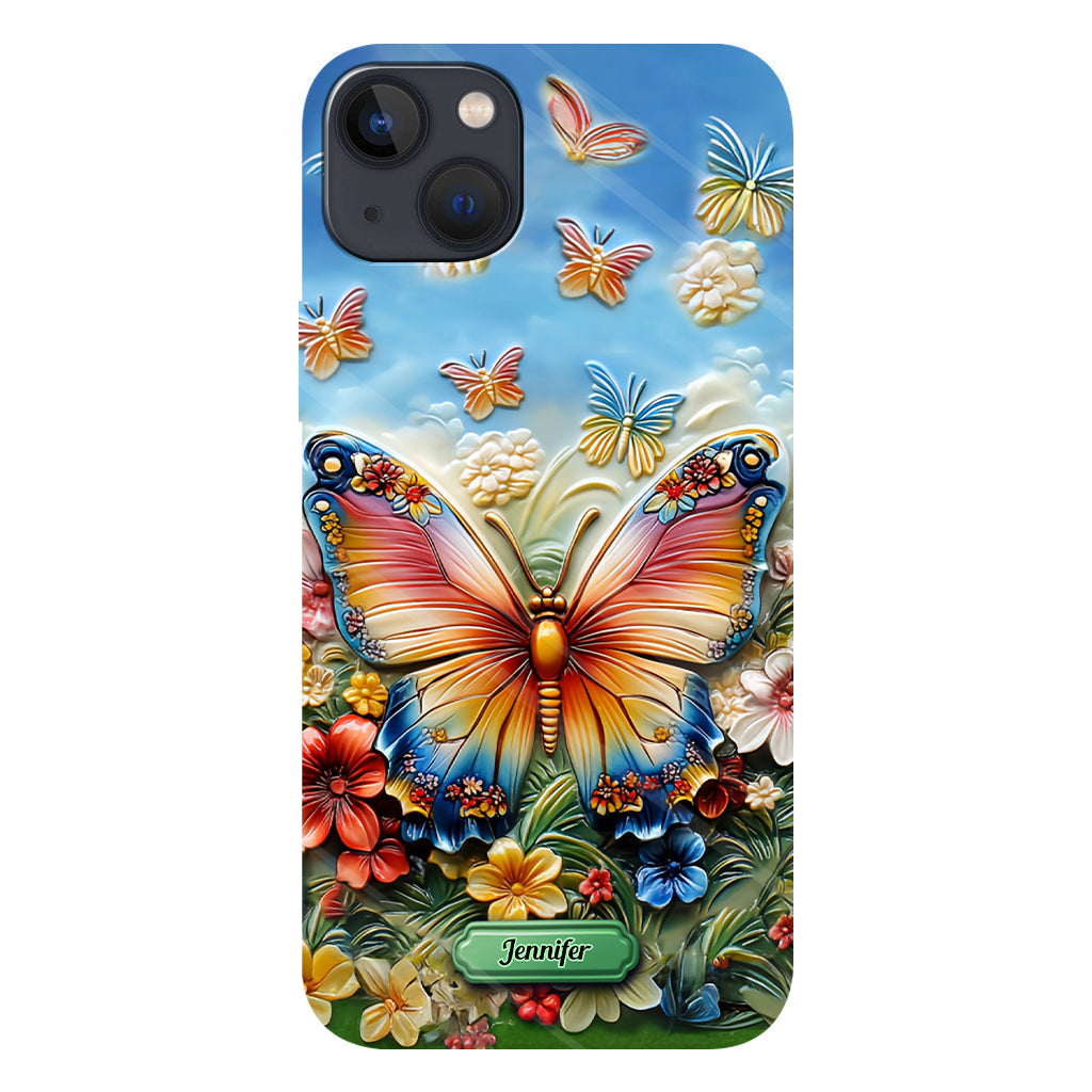 Wunderschöner Schmetterling, Biene, Libelle, Kolibri – personalisierte Handyhülle mit Schmetterlingsmotiv