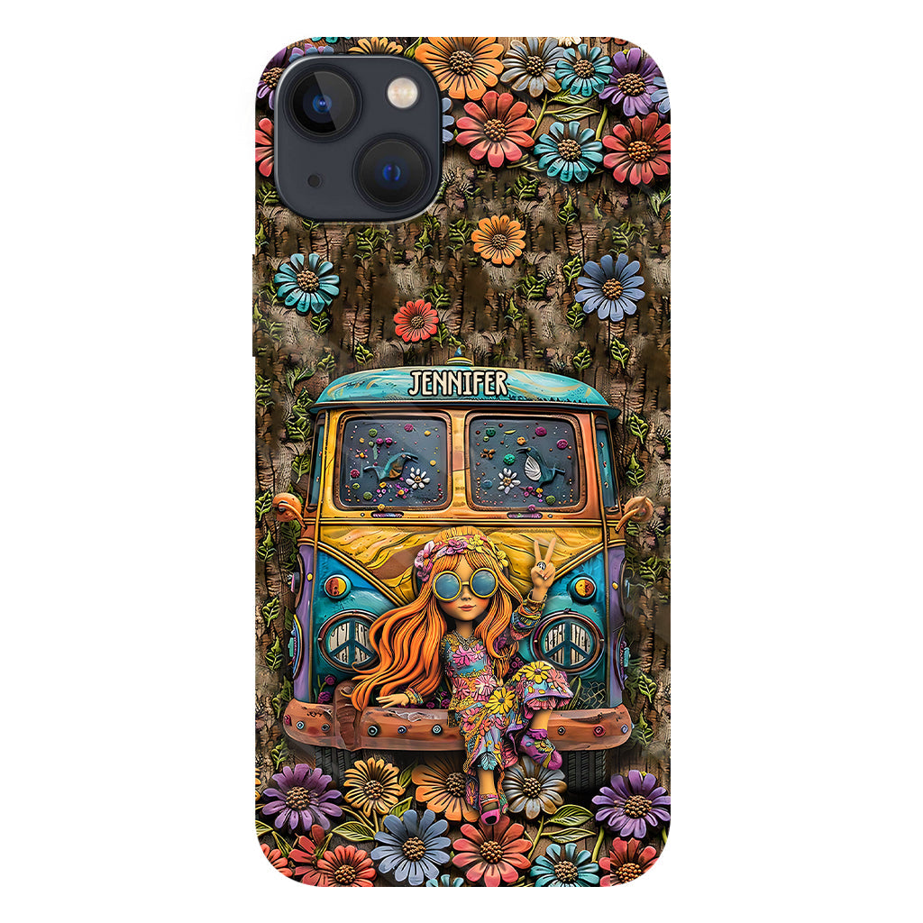 Niedliche Wohnwagen-Handyhülle mit personalisiertem Hippie-Vollbilddruck