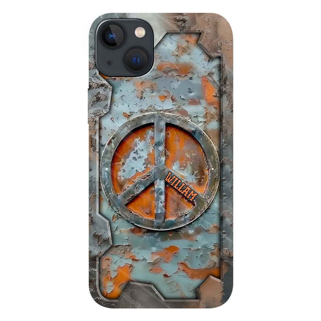 Liebe und Frieden – Personalisierte Handyhülle im Hippie-Stil mit Vollprint