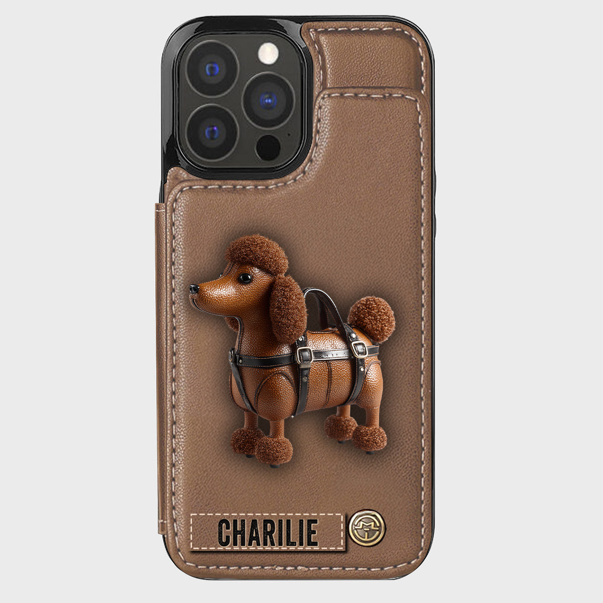 Étui portefeuille personnalisé pour téléphone avec un adorable caniche - Étui pour téléphone à motif chien