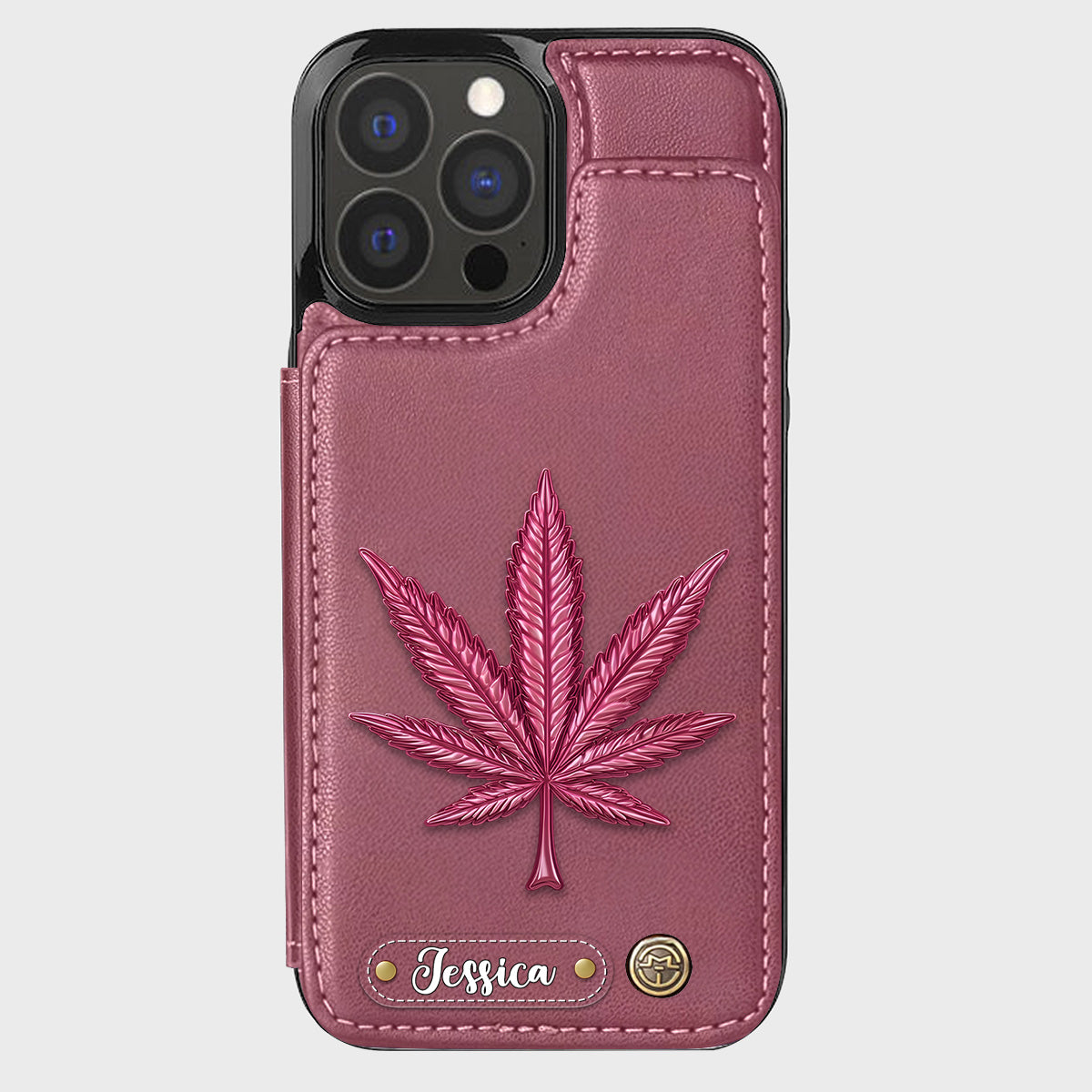 Bonne humeur - Étui portefeuille personnalisé pour téléphone avec motif cannabis