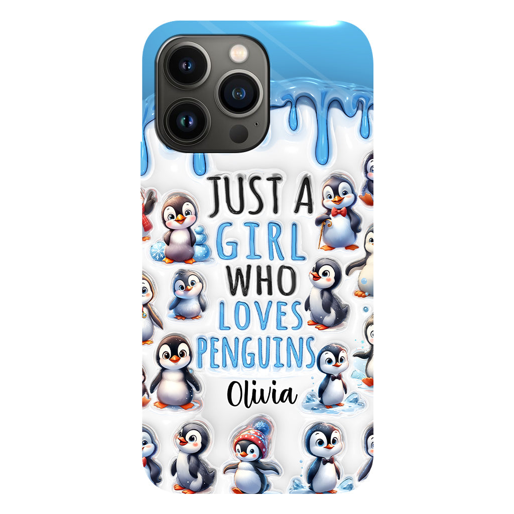 Juste une fille qui aime les pingouins - Coque de téléphone personnalisée avec impression intégrale « Amoureuse des pingouins »