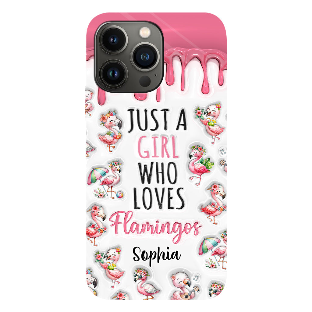 Juste une fille qui aime les flamants roses - Coque de téléphone personnalisée avec imprimé flamant rose