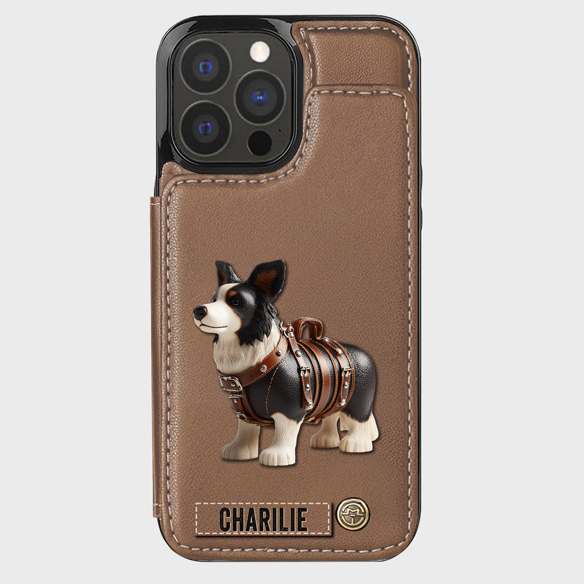 Étui portefeuille personnalisé pour téléphone avec un adorable Border Collie - Étui pour téléphone/portefeuille pour chien