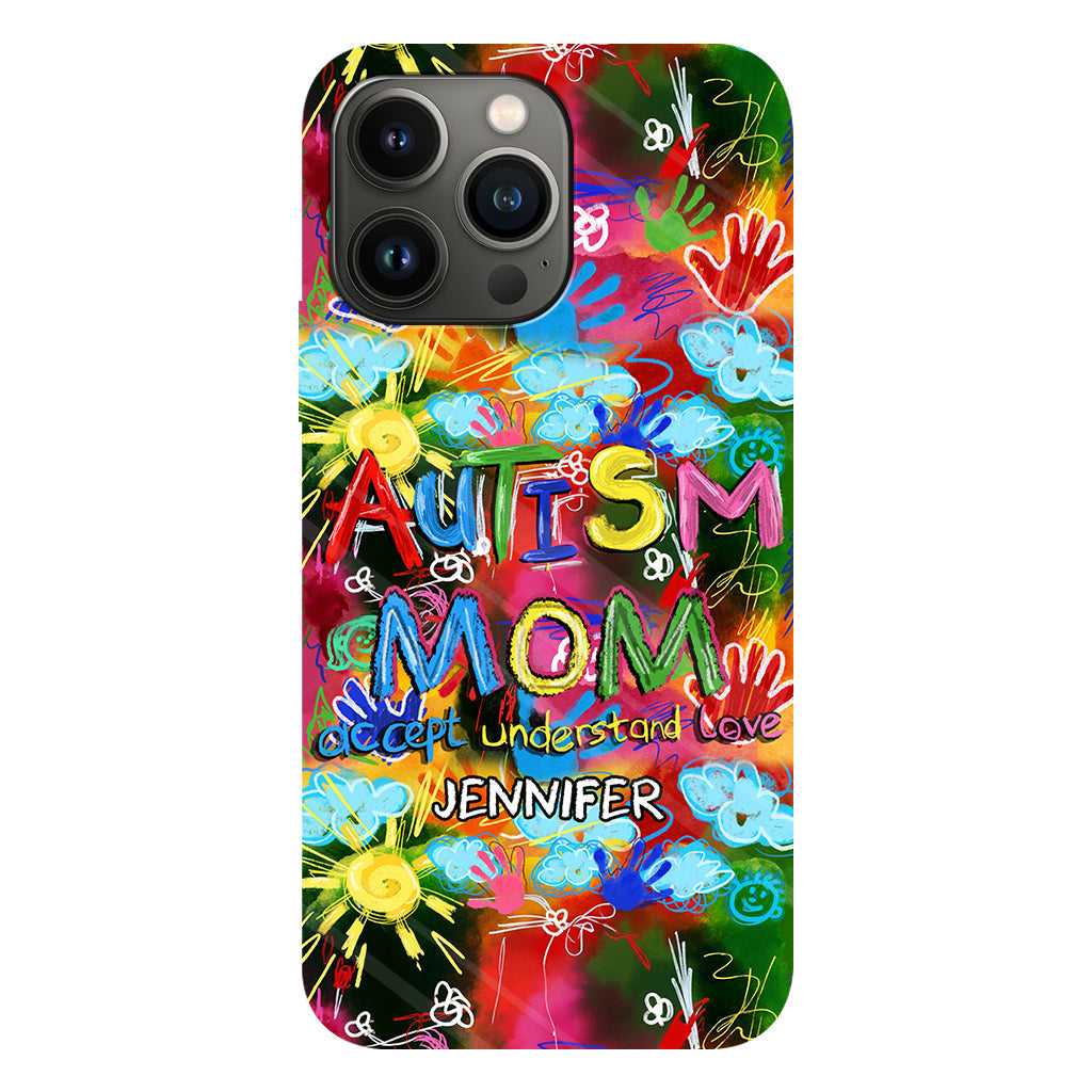 Maman d'un enfant autiste - Coque de téléphone personnalisée avec impression intégrale pour la sensibilisation à l'autisme