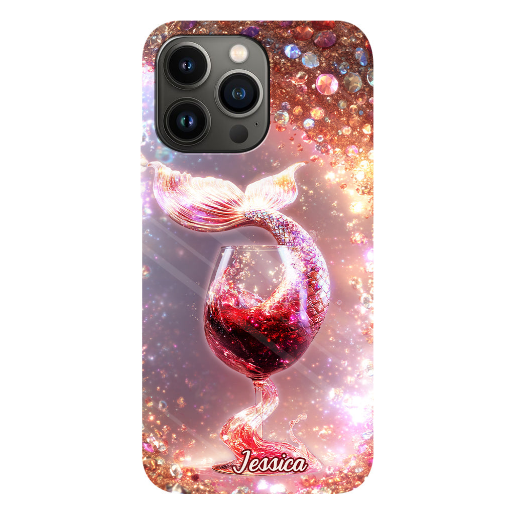 Je bois comme un poisson, je suis une sirène - Coque de téléphone personnalisée avec impression intégrale sur le thème du vin