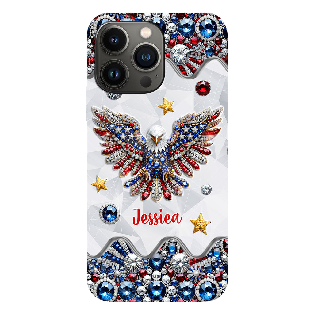 Patriotischer Adler – Personalisierte Handyhülle mit Weißkopfseeadler-Vollbild