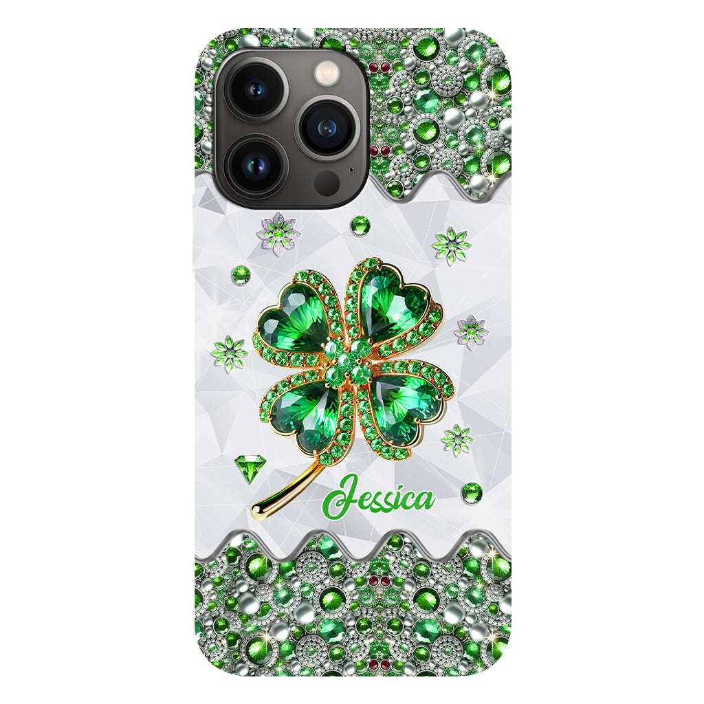 Coque de téléphone personnalisée avec trèfle à quatre feuilles porte-bonheur pour la Saint-Patrick - Impression intégrale
