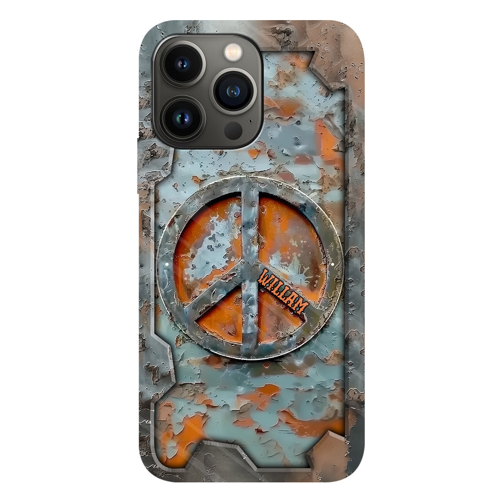 Liebe und Frieden – Personalisierte Handyhülle im Hippie-Stil mit Vollprint