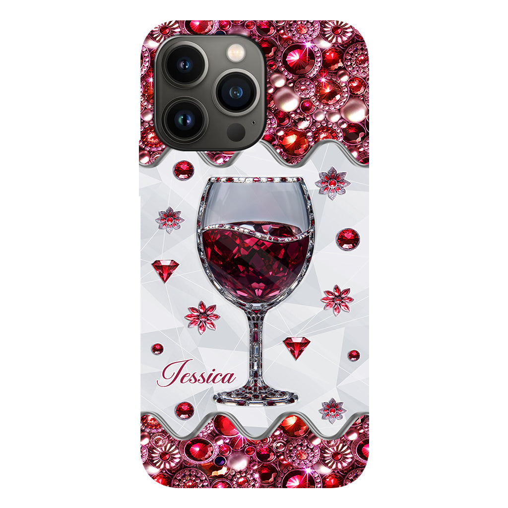 Einfach ein Mädchen, das Wein liebt – Personalisierte Handyhülle mit Weinmotiv