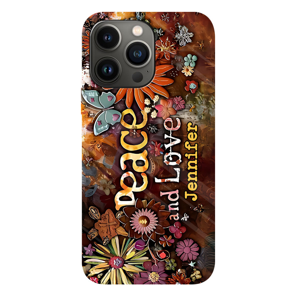 Frieden und Liebe – Personalisierte Handyhülle im Hippie-Stil mit Vollprint
