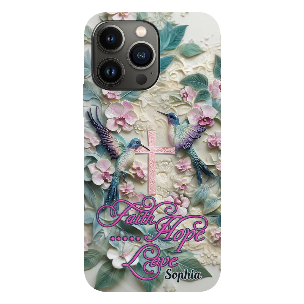 Foi, Espérance, Amour - Coque de téléphone personnalisée avec colibri - Impression intégrale