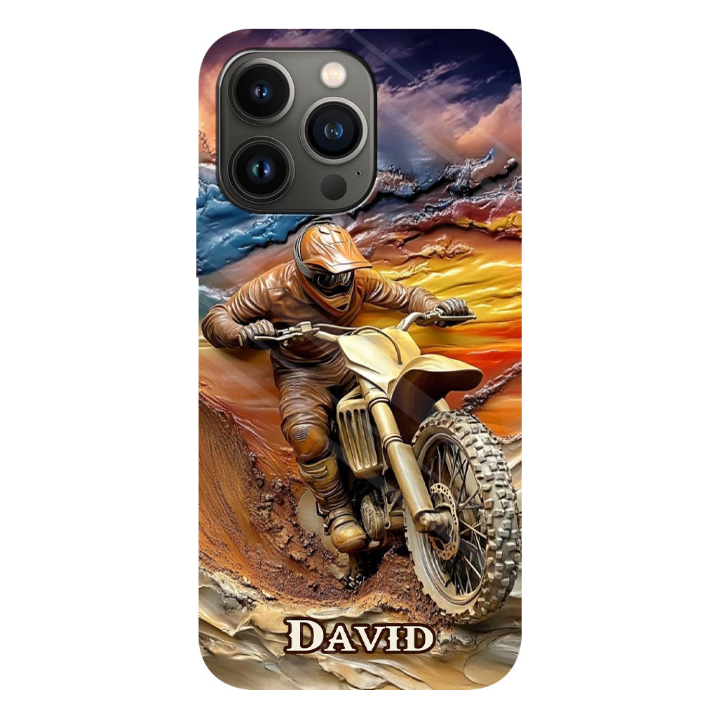 Né pour rouler - Coque de téléphone personnalisée avec impression intégrale de moto cross