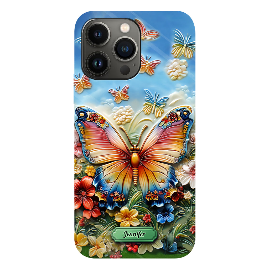 Wunderschöner Schmetterling, Biene, Libelle, Kolibri – personalisierte Handyhülle mit Schmetterlingsmotiv