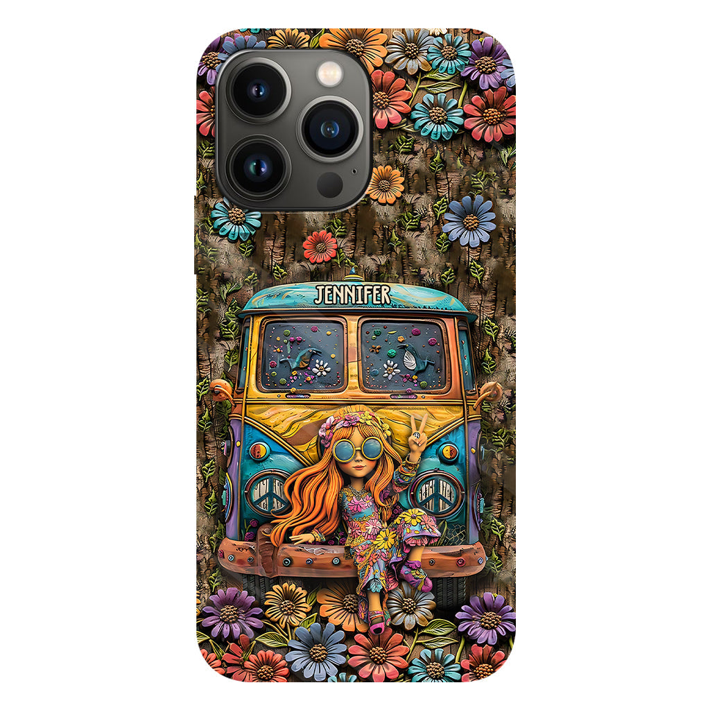 Niedliche Wohnwagen-Handyhülle mit personalisiertem Hippie-Vollbilddruck