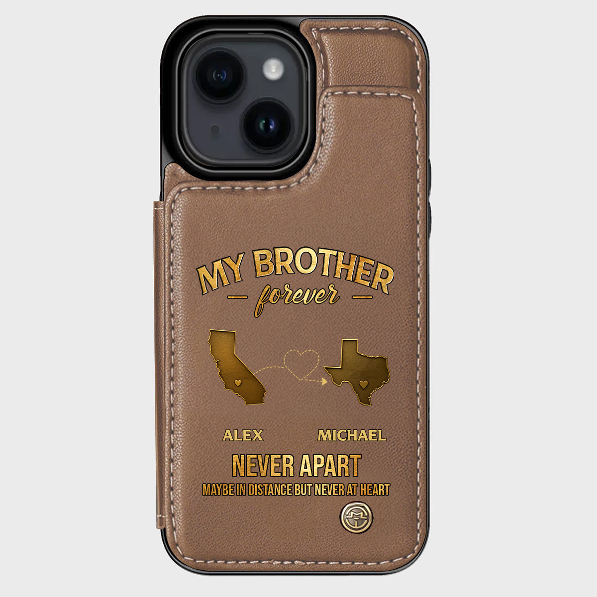 Mein Bruder/Meine Schwester/Mein Sohn... Für immer, nie getrennt. Vielleicht in der Ferne, aber nie im Herzen – Personalisierte Handyhülle mit Geschwistermotiv