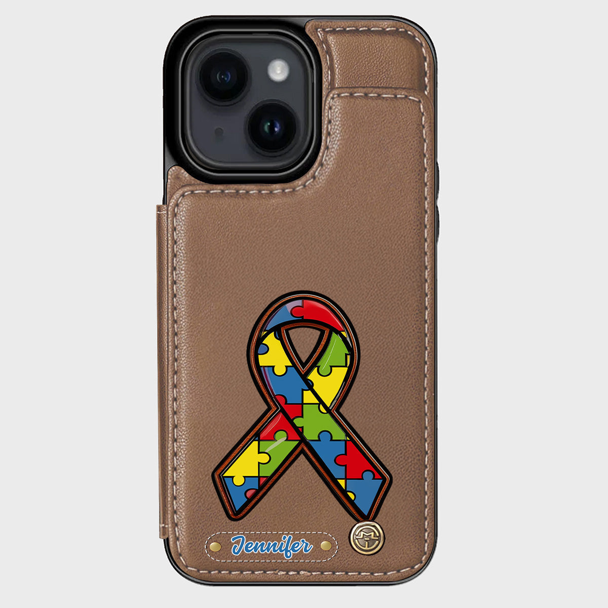 Autismus-Bewusstsein – Personalisierte Handyhülle mit Brieftaschenmotiv zum Thema Autismus