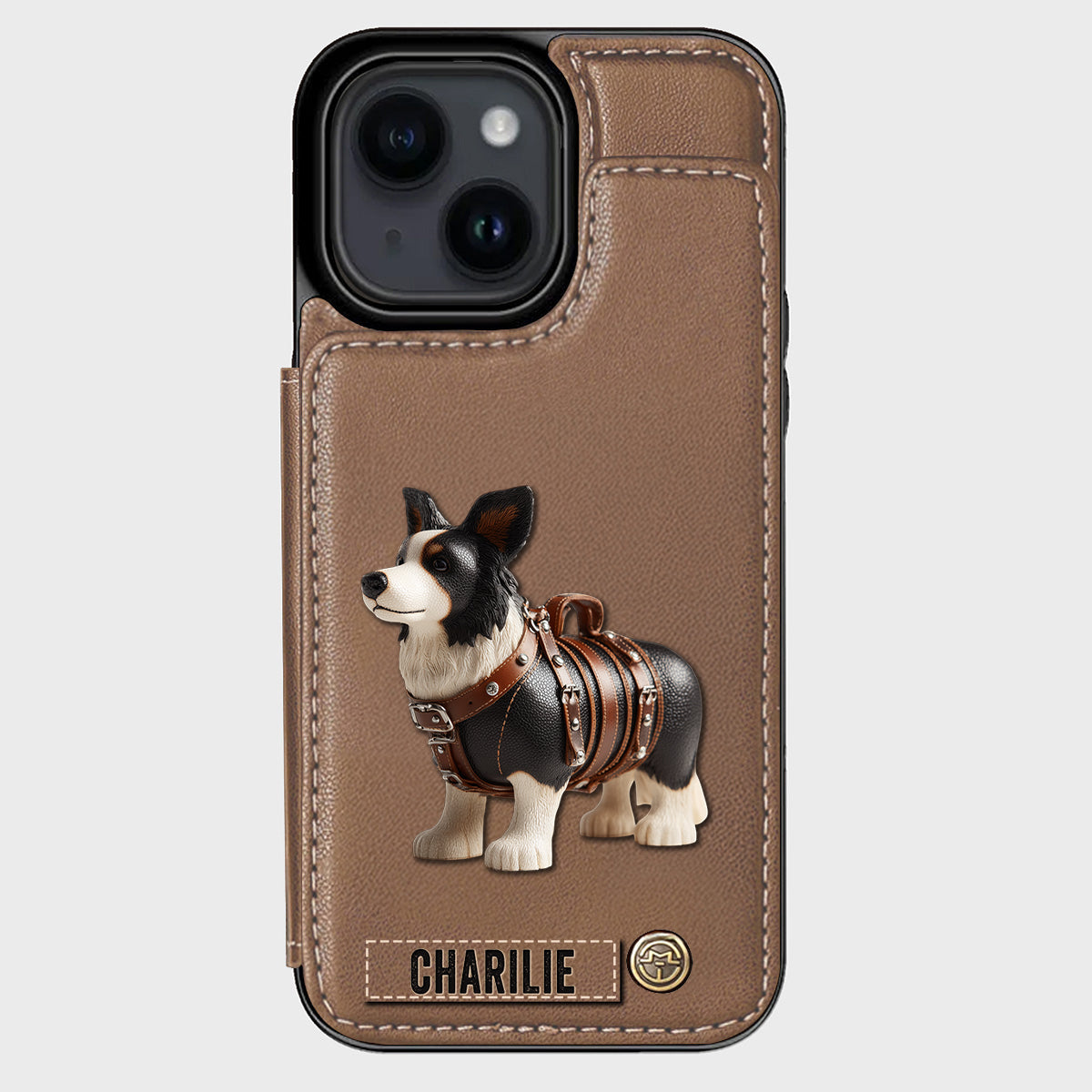 Étui portefeuille personnalisé pour téléphone avec un adorable Border Collie - Étui pour téléphone/portefeuille pour chien