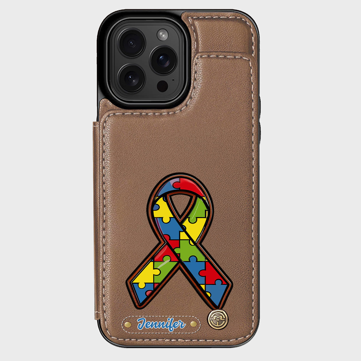 Autismus-Bewusstsein – Personalisierte Handyhülle mit Brieftaschenmotiv zum Thema Autismus