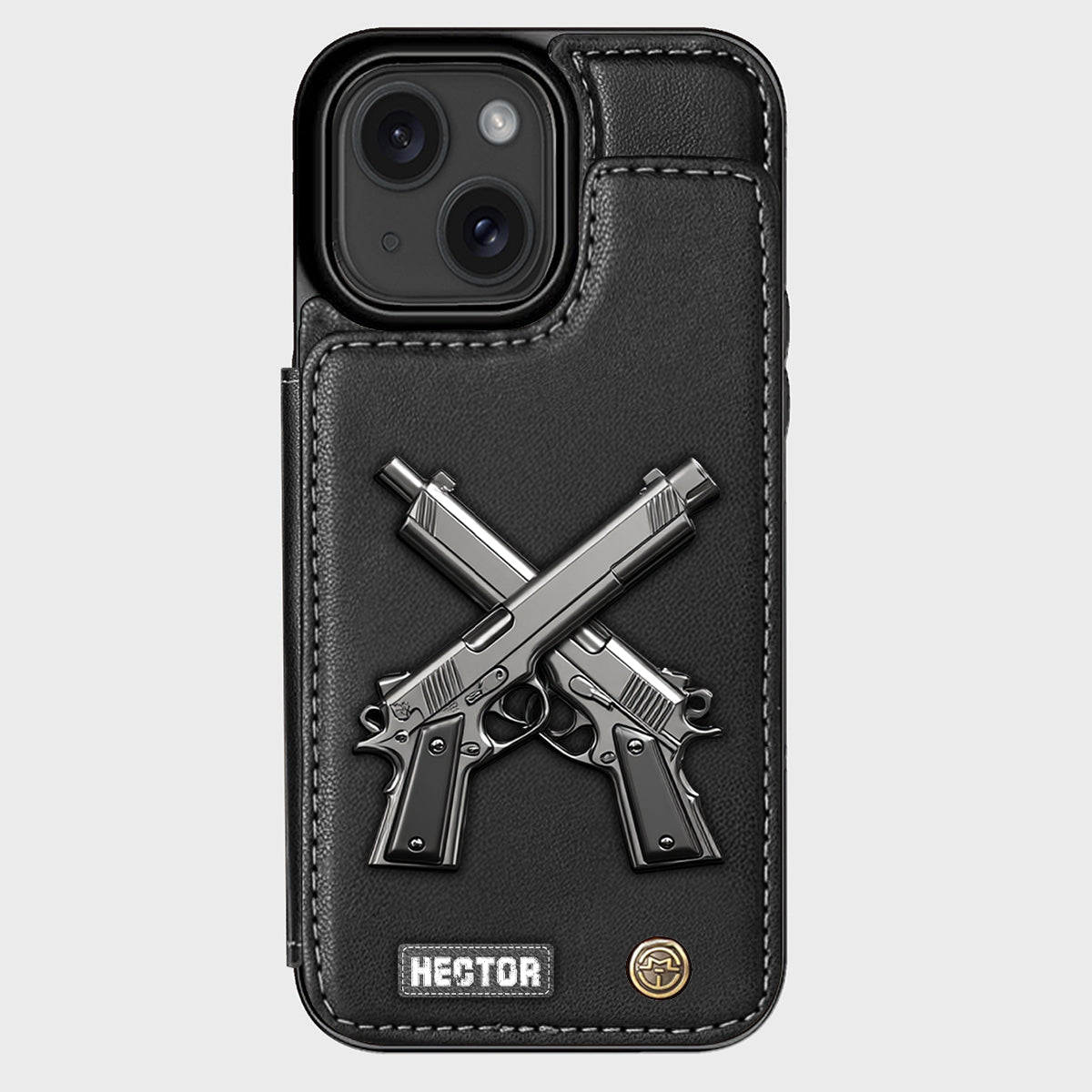 Étui portefeuille pour téléphone avec pistolets croisés - Équipement tactique personnalisé