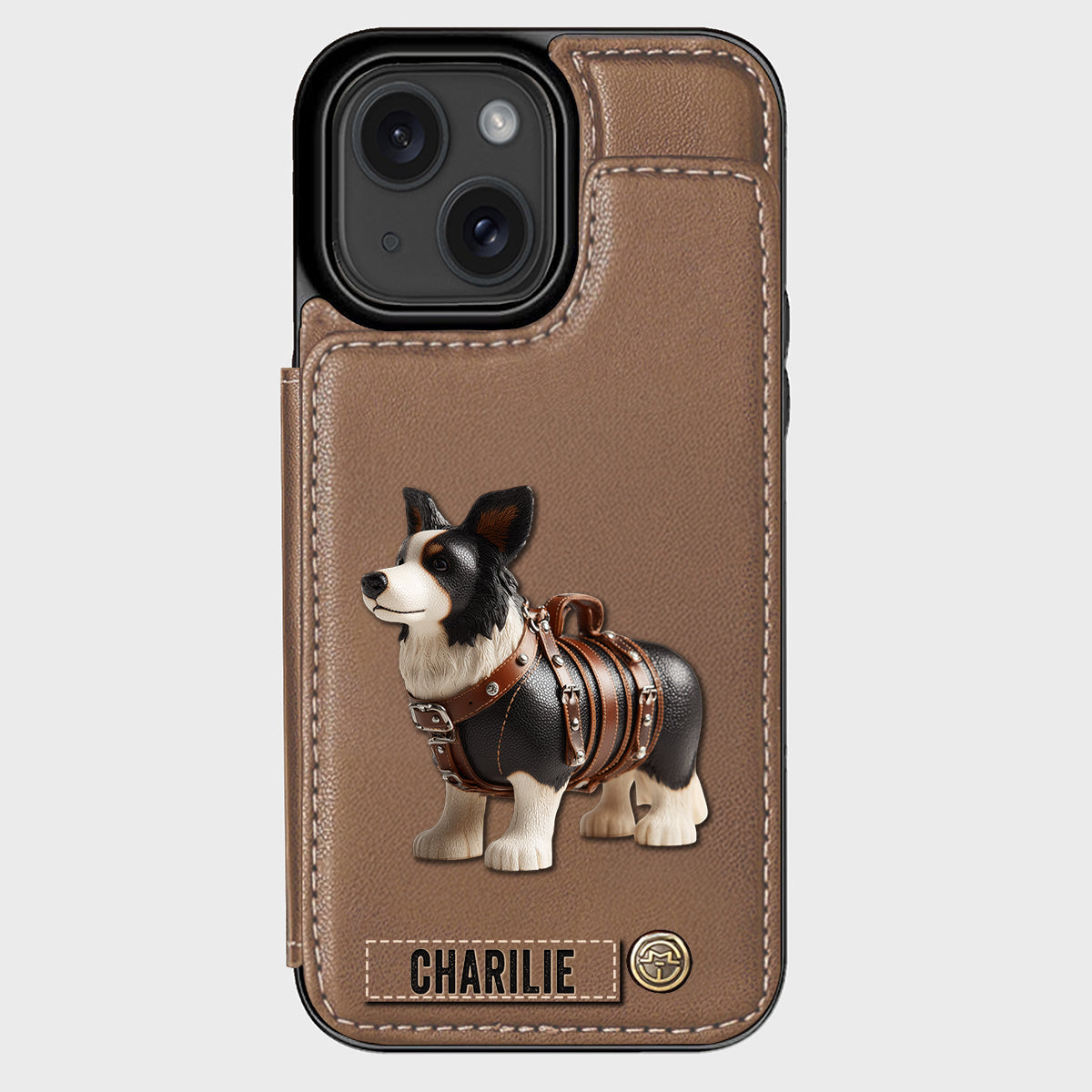Étui portefeuille personnalisé pour téléphone avec un adorable Border Collie - Étui pour téléphone/portefeuille pour chien