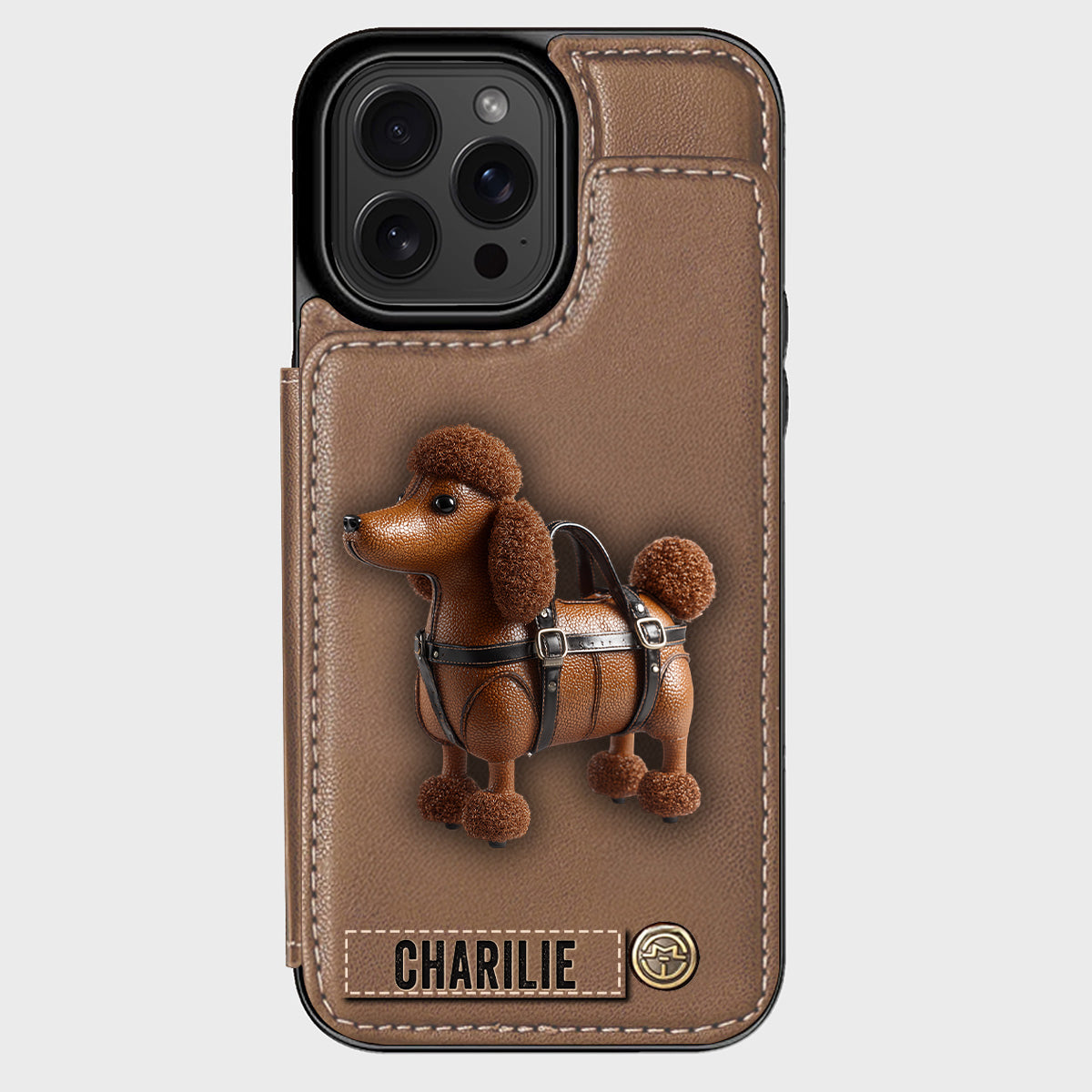 Étui portefeuille personnalisé pour téléphone avec un adorable caniche - Étui pour téléphone à motif chien