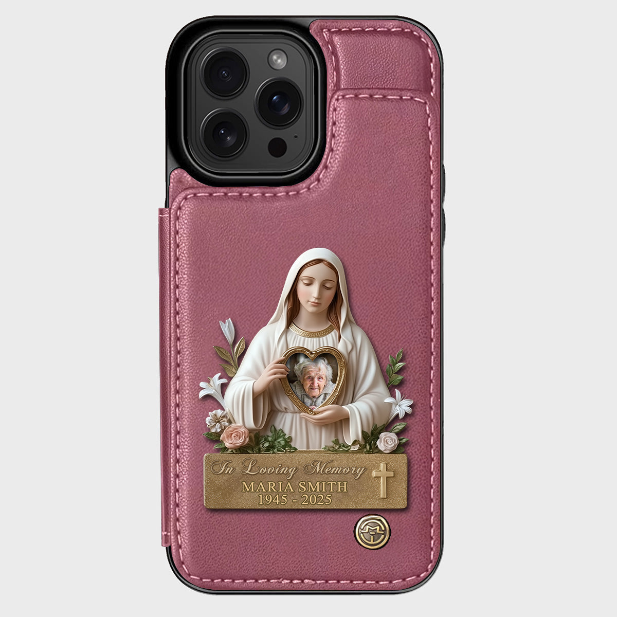 Virgin Mary Memorial - Personalized Memorial Wallet Phone Case