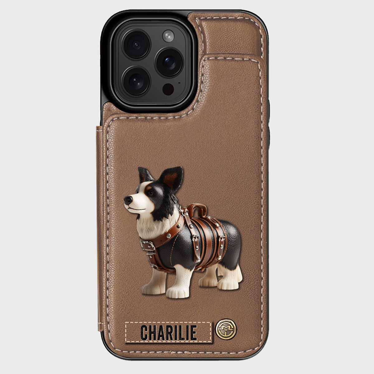 Étui portefeuille personnalisé pour téléphone avec un adorable Border Collie - Étui pour téléphone/portefeuille pour chien