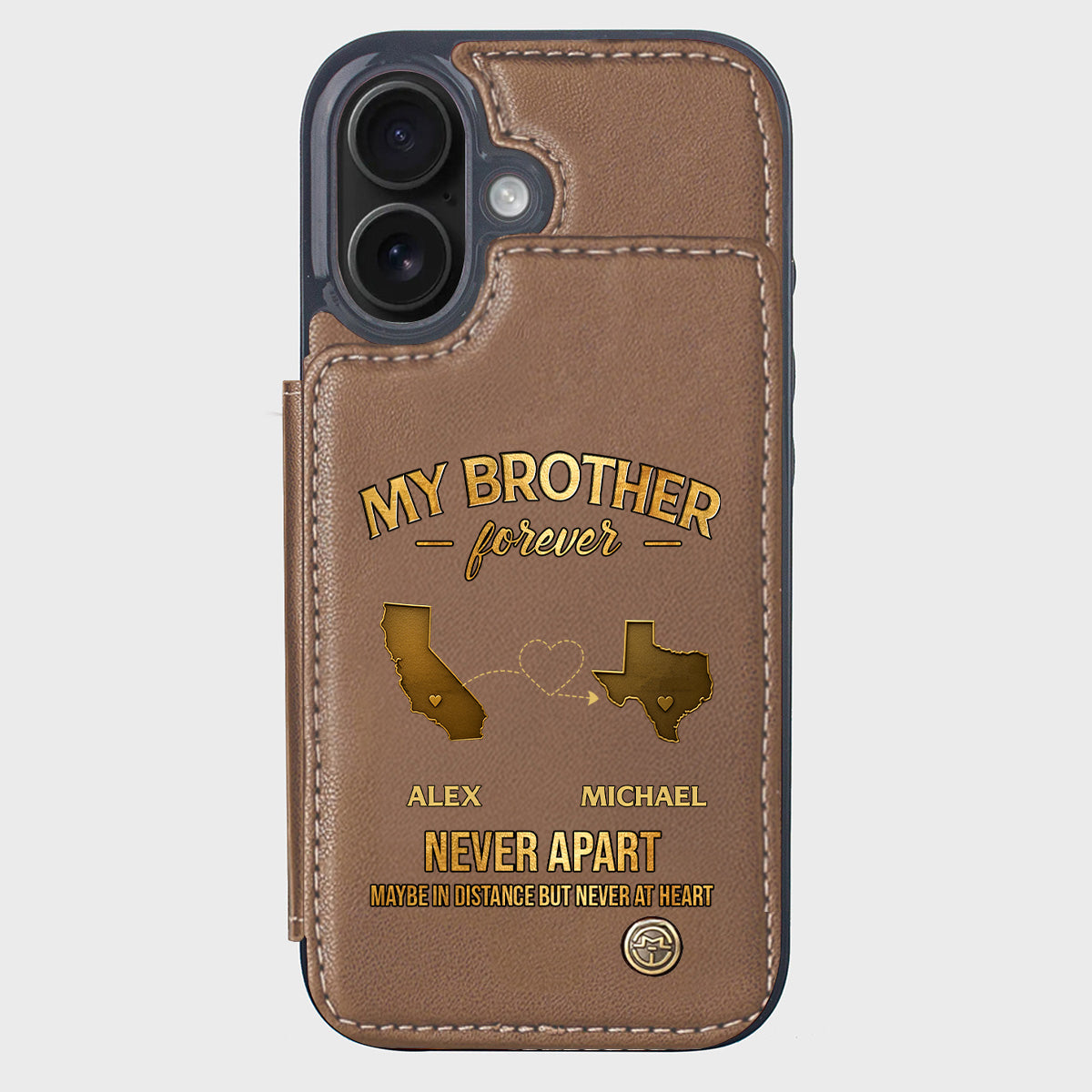 Mein Bruder/Meine Schwester/Mein Sohn... Für immer, nie getrennt. Vielleicht in der Ferne, aber nie im Herzen – Personalisierte Handyhülle mit Geschwistermotiv