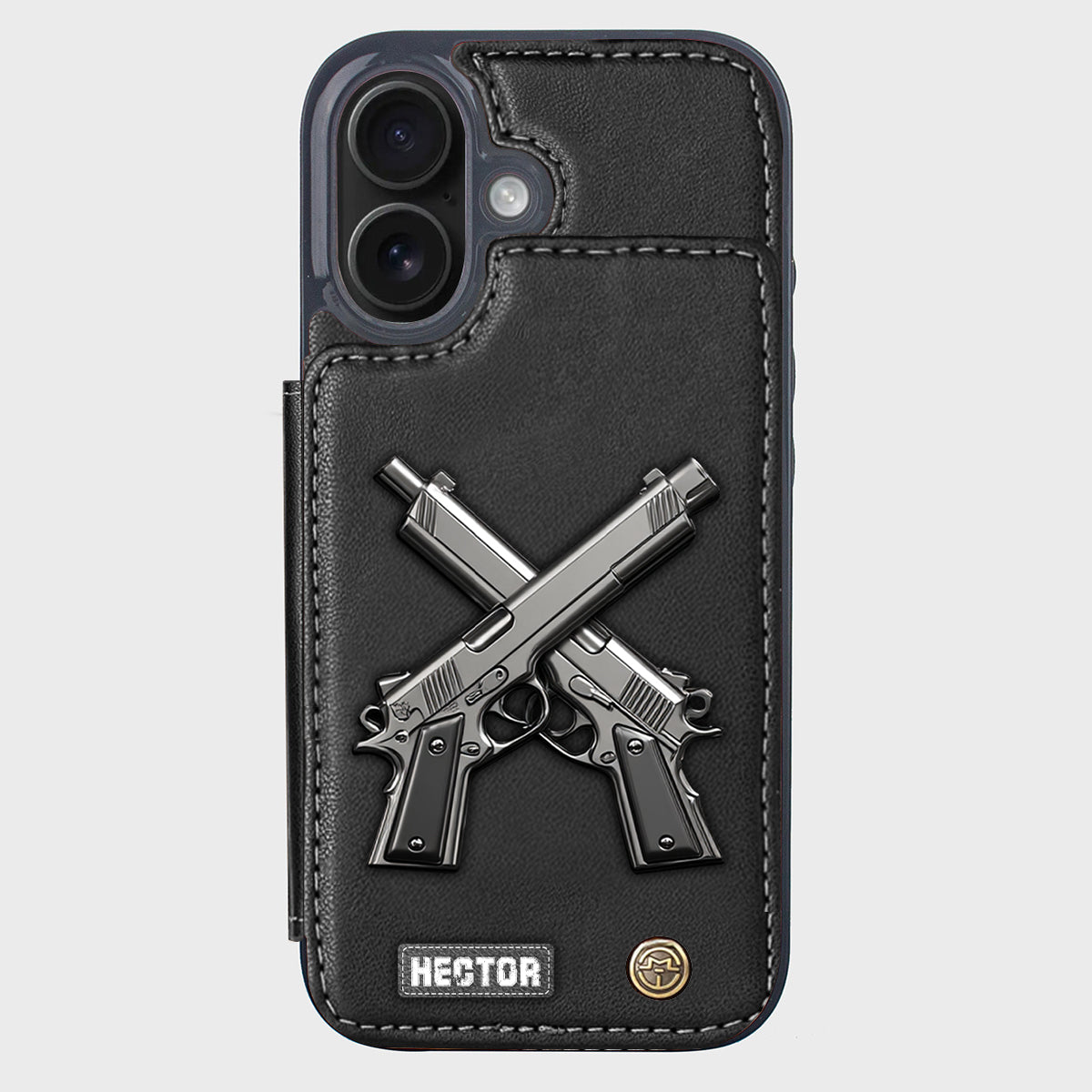 Étui portefeuille pour téléphone avec pistolets croisés - Équipement tactique personnalisé