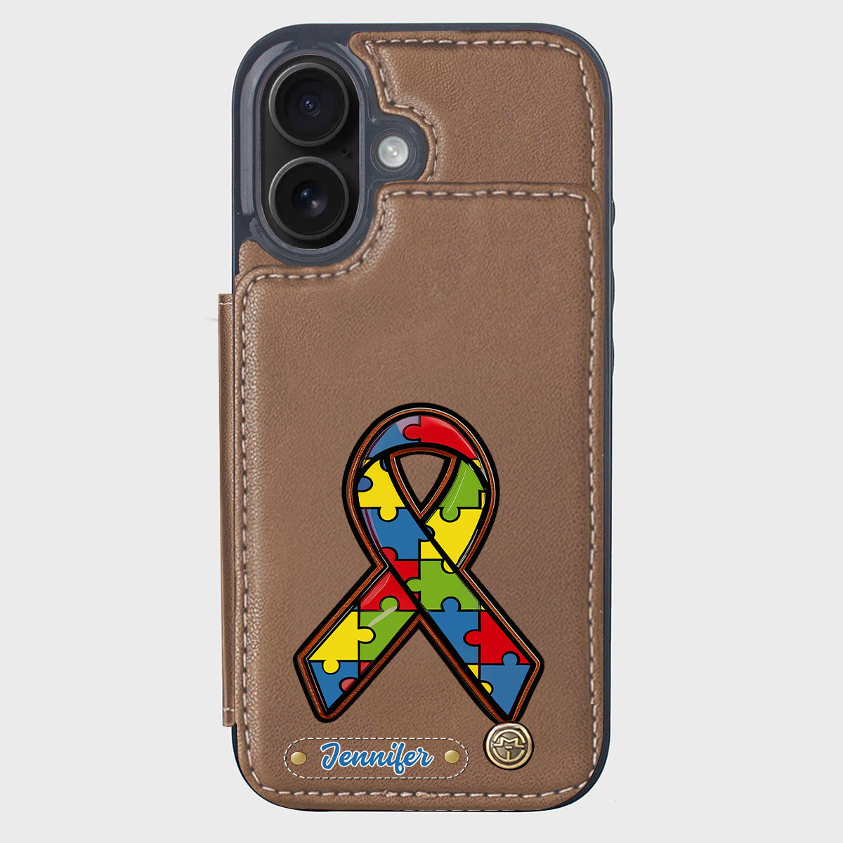 Autismus-Bewusstsein – Personalisierte Handyhülle mit Brieftaschenmotiv zum Thema Autismus