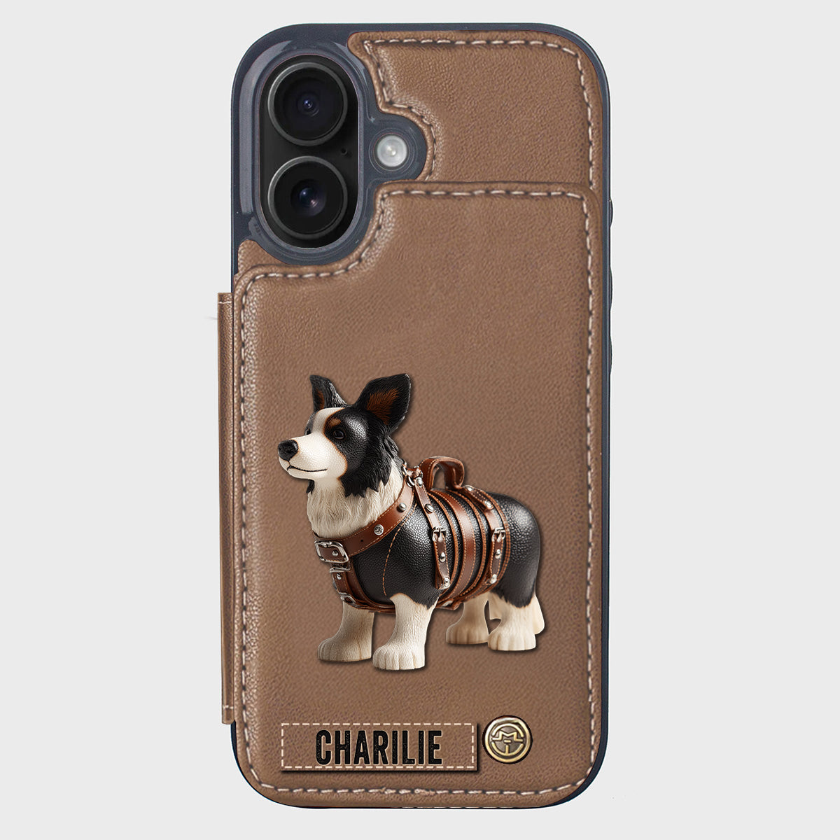 Étui portefeuille personnalisé pour téléphone avec un adorable Border Collie - Étui pour téléphone/portefeuille pour chien
