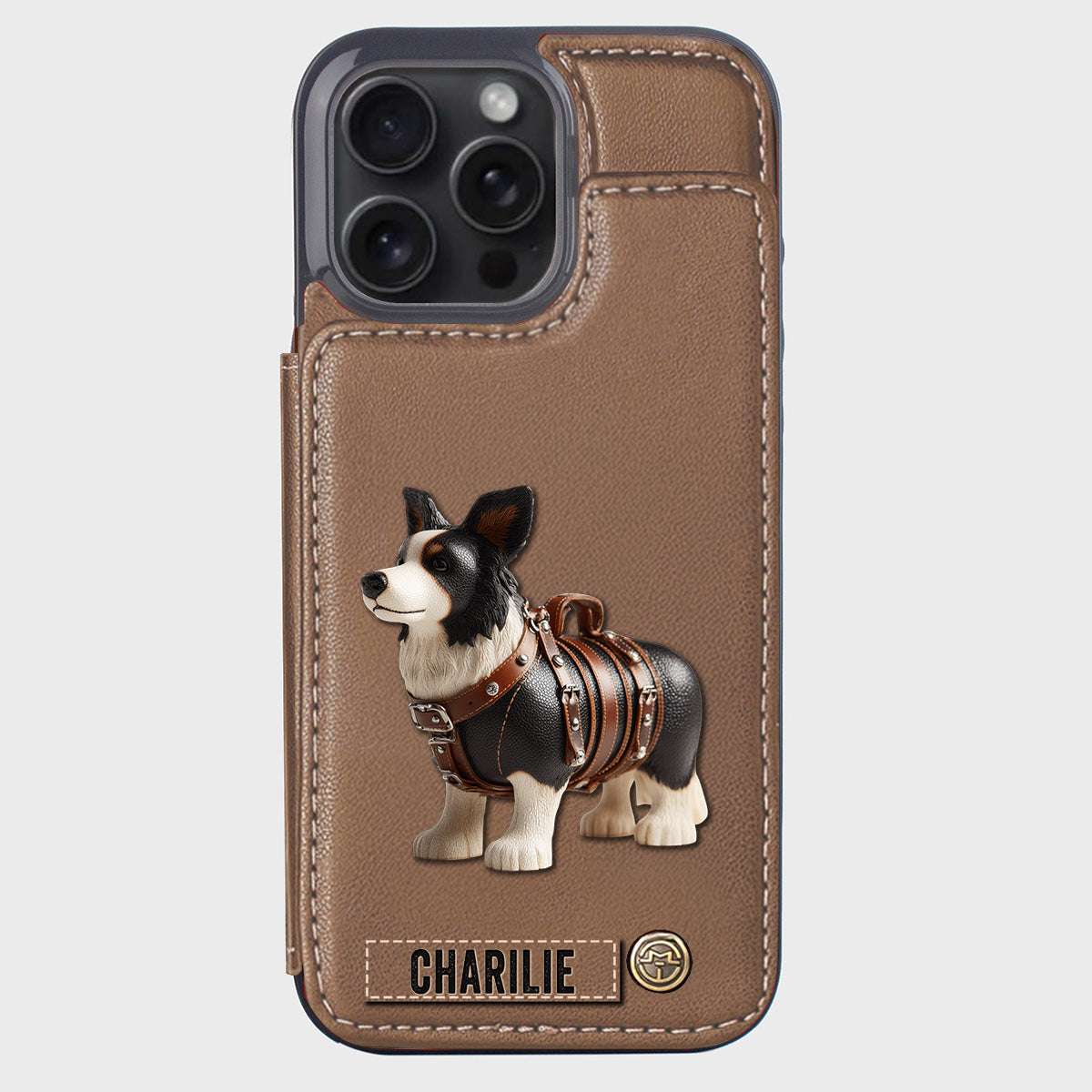 Étui portefeuille personnalisé pour téléphone avec un adorable Border Collie - Étui pour téléphone/portefeuille pour chien